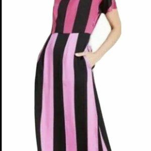 BNWT CHRISTOPHER JOHN ROGERS FOR TARGET 14 Pink Black Mixed Striped Dress